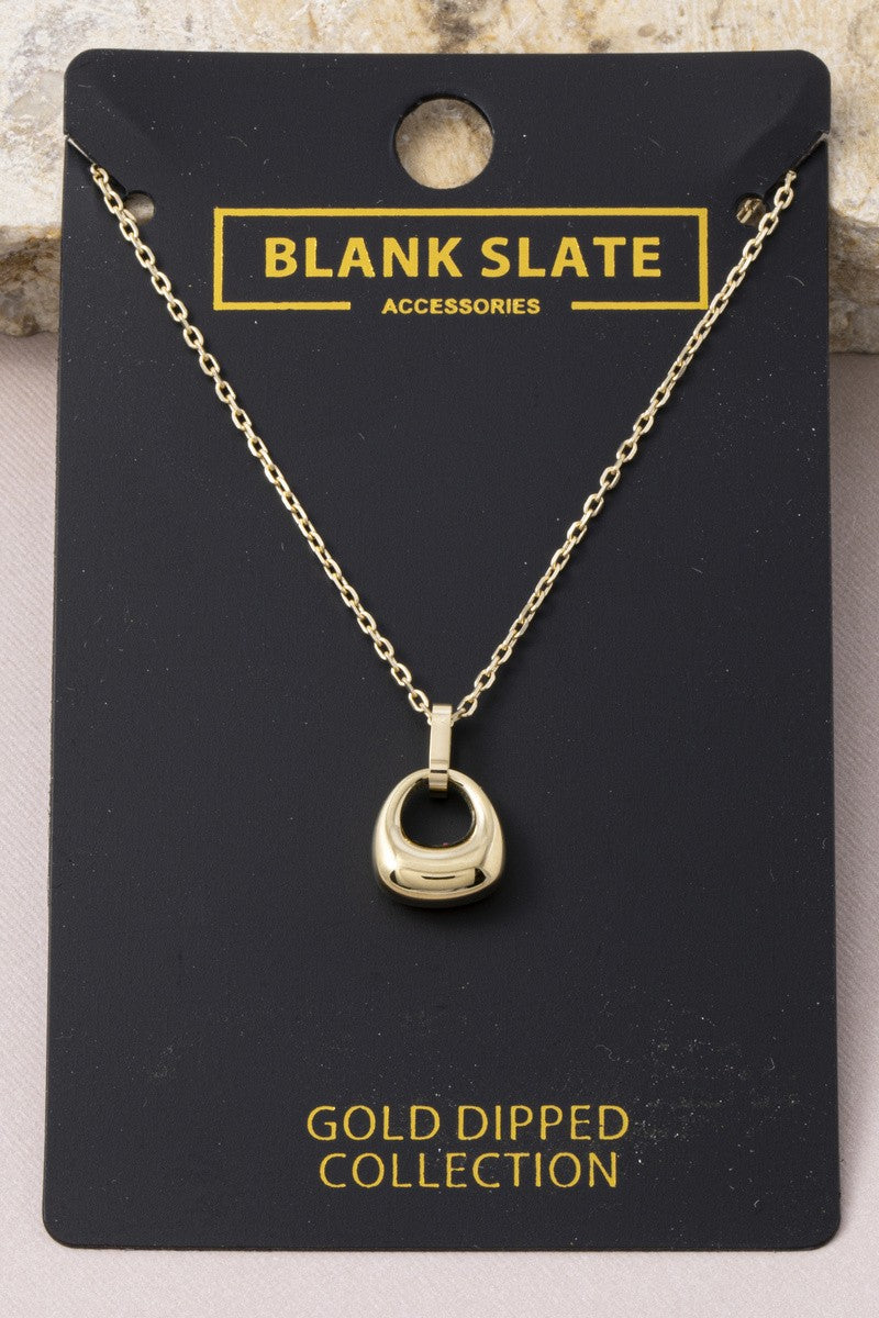 Gold Dipped Puffed Pendant Necklace