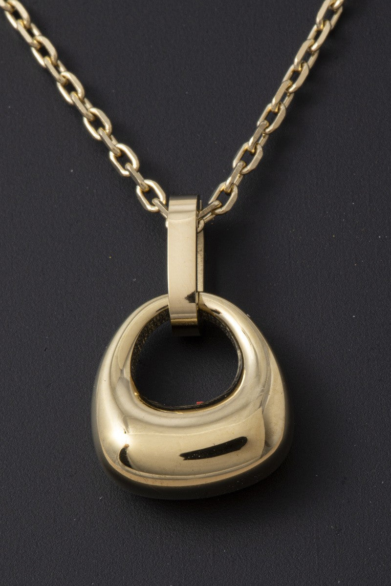 Gold Dipped Puffed Pendant Necklace