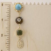 Turquoise And Tiger Eye Linear Drop Earrings