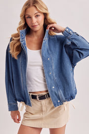 Funnel Neck Denim Jacket