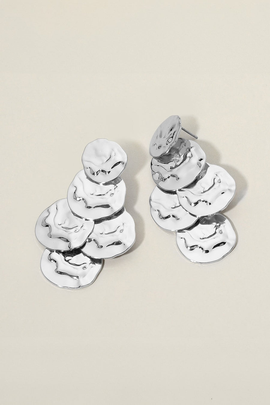 Disc Cascade Drop Statement Earrings