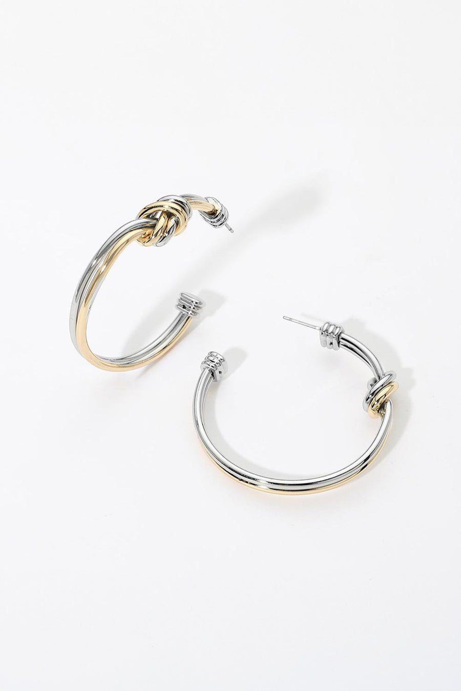 Two Tone Knot Hoop Earrings