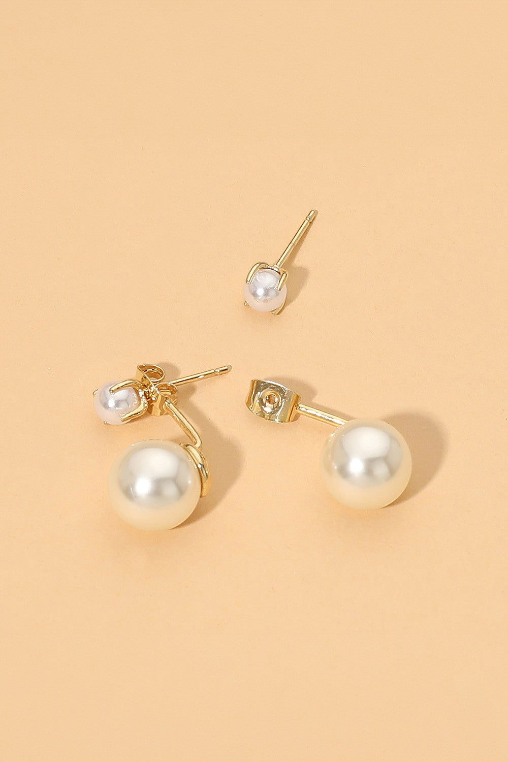 Double Pearl Drop Jacket Earrings