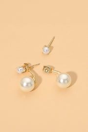 Double Pearl Drop Jacket Earrings