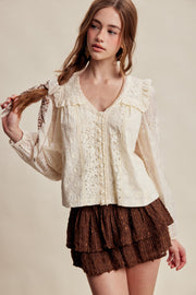 Delicate Embroidered Lace Blouse