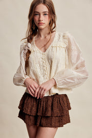 Delicate Embroidered Lace Blouse