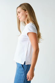 Raw-edge Cap Sleeve Tee- White