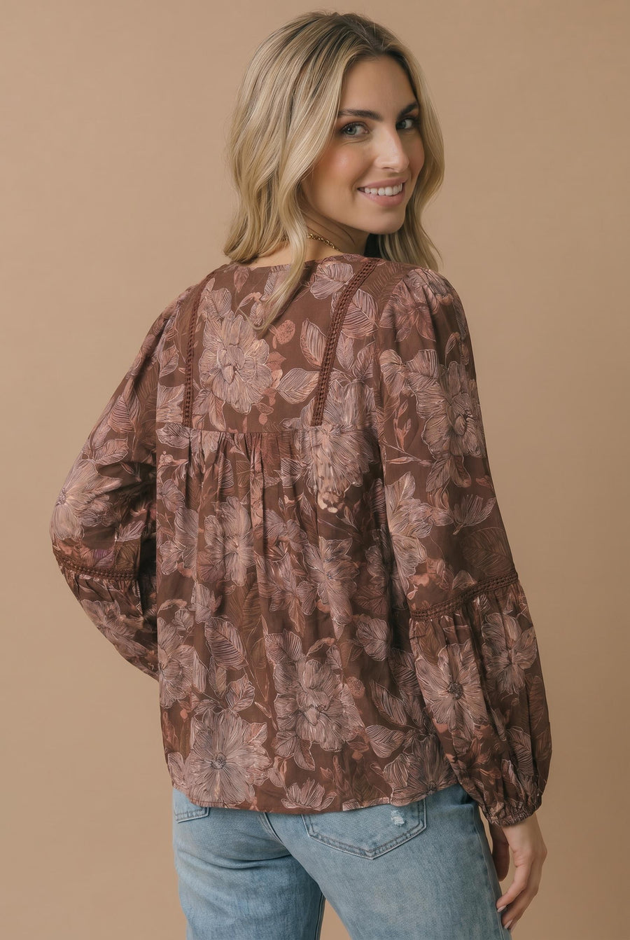 Floral Crochet Trim Babydoll Blouse