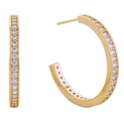 14K Gold Dipped CZ  Pave Hoop Earrings