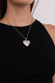 Love Me Heart Locket Necklace - Silver