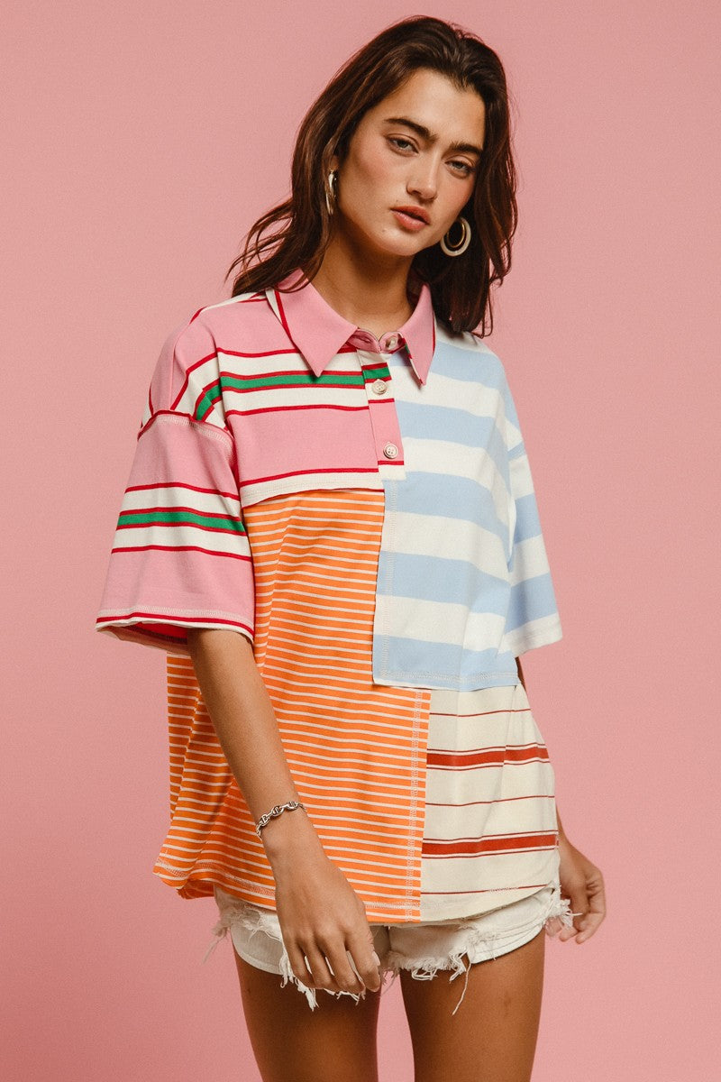 Patched Polo Top