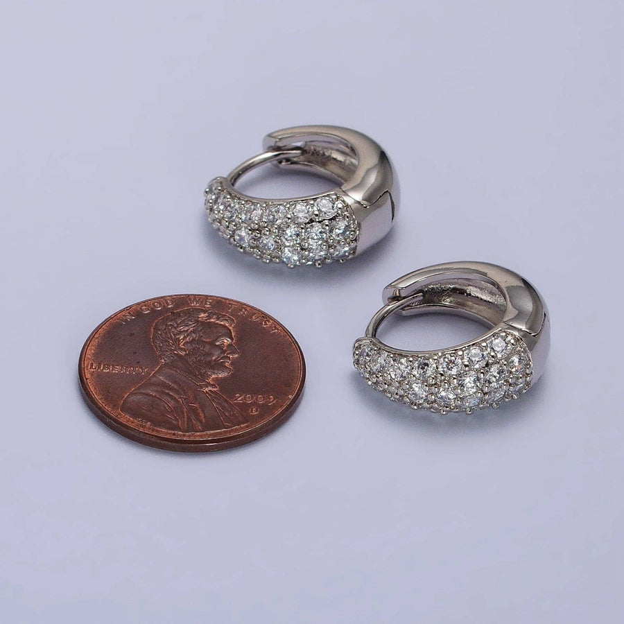 Micro Paved CZ Silver Chunky Huggie