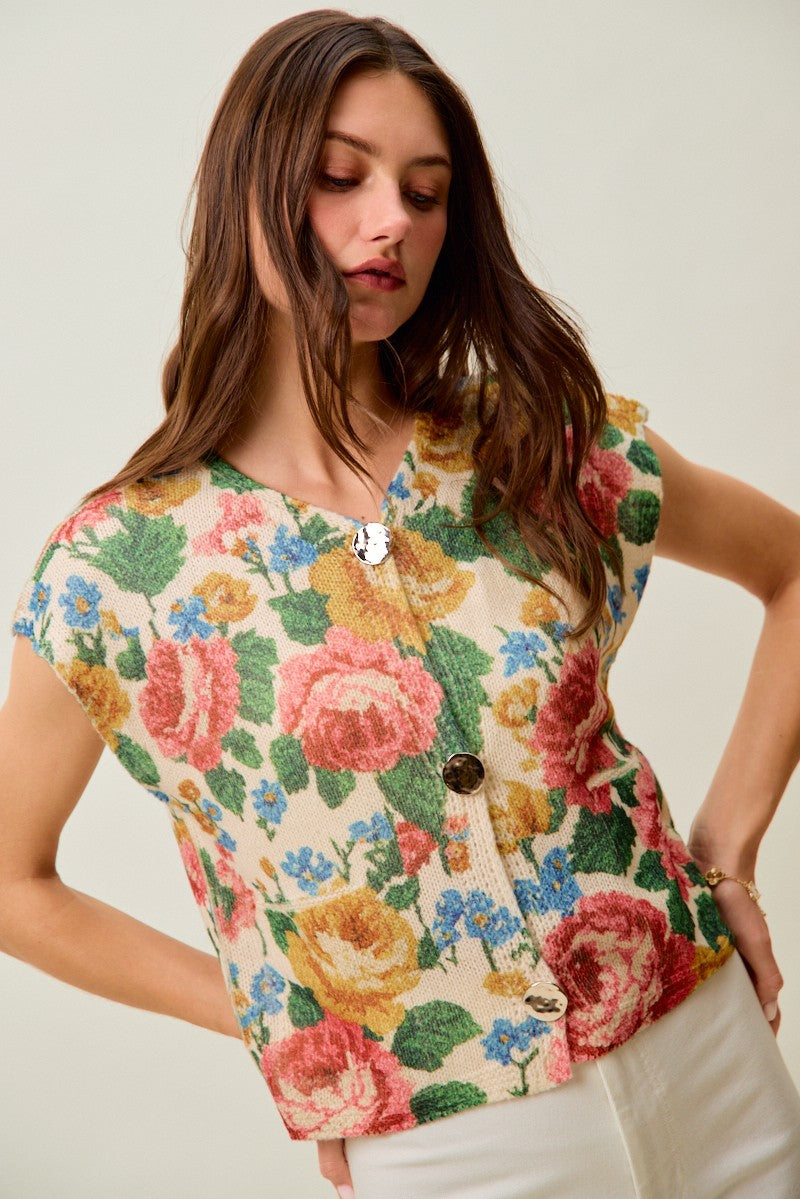 Floral Sweater Vest Top