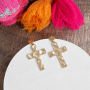 Cross Hammered Drop Earrings -