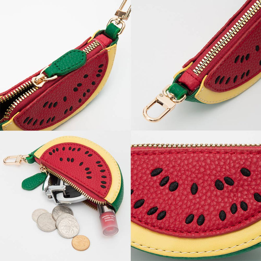 Faux Leather Watermelon Keychain / Bag Charm / Coin Purse