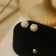 Delicate Rhinestone Pearl Stud Earrings