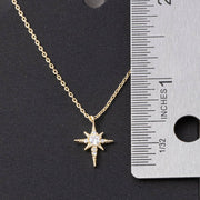 Pave Cz North Star Pendant Necklace