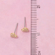 Gold Dipped Pearl Pave Heart Stud Earrings