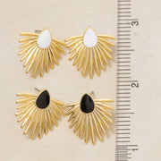 Metallic Feather Enamel Teardrop Stud Earrings