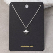 Pave Cz North Star Pendant Necklace