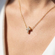 Cz Pave Cross Pendant Necklace