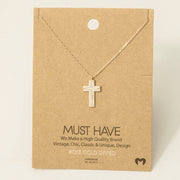 Pave Rhinestone Cross Pendant Necklace