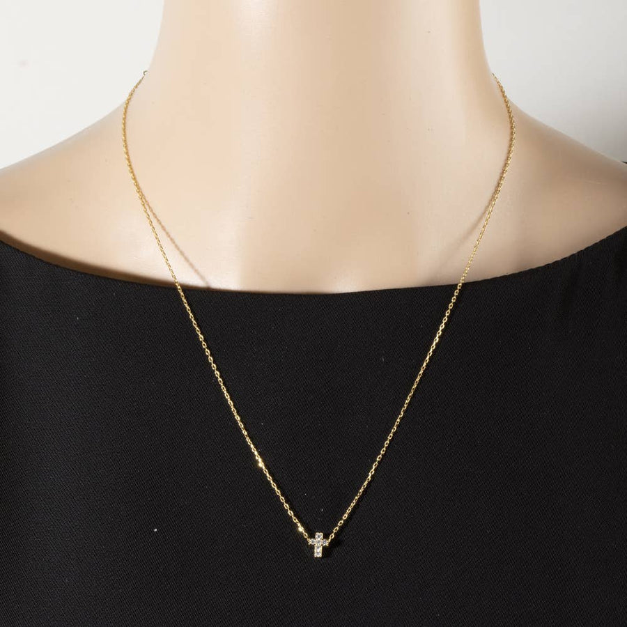Cz Pave Cross Pendant Necklace