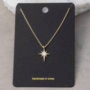 Pave Cz North Star Pendant Necklace