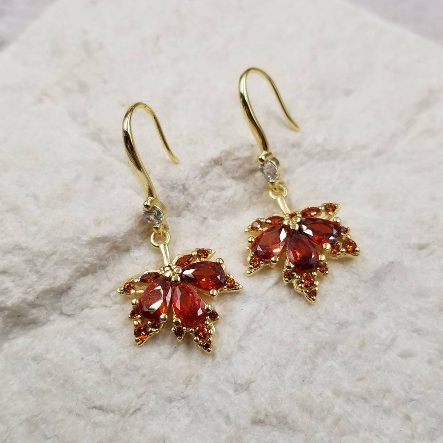 Fall Red Maple Leaf Earrings
