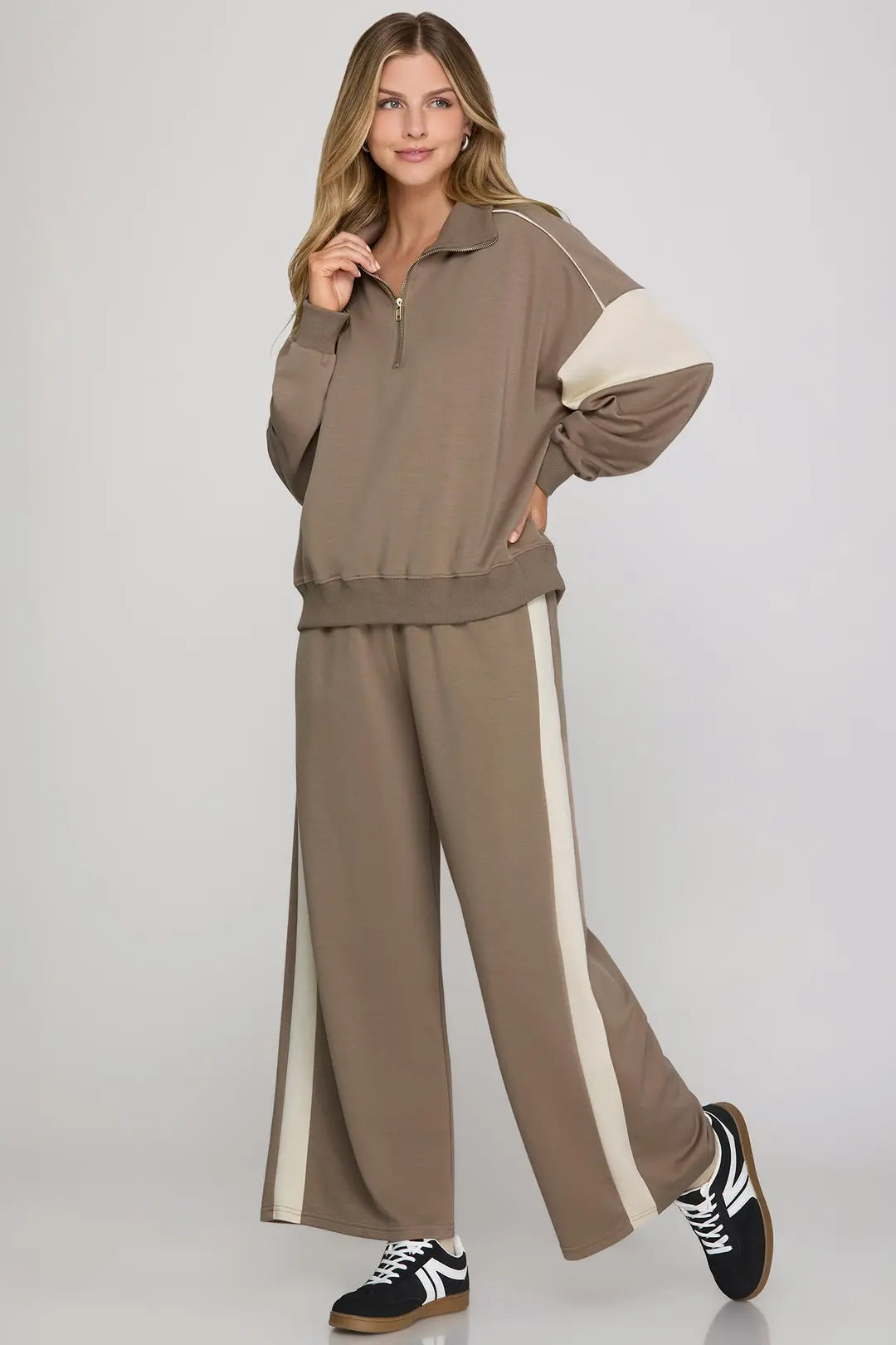 Mocha Side Stripe Pants