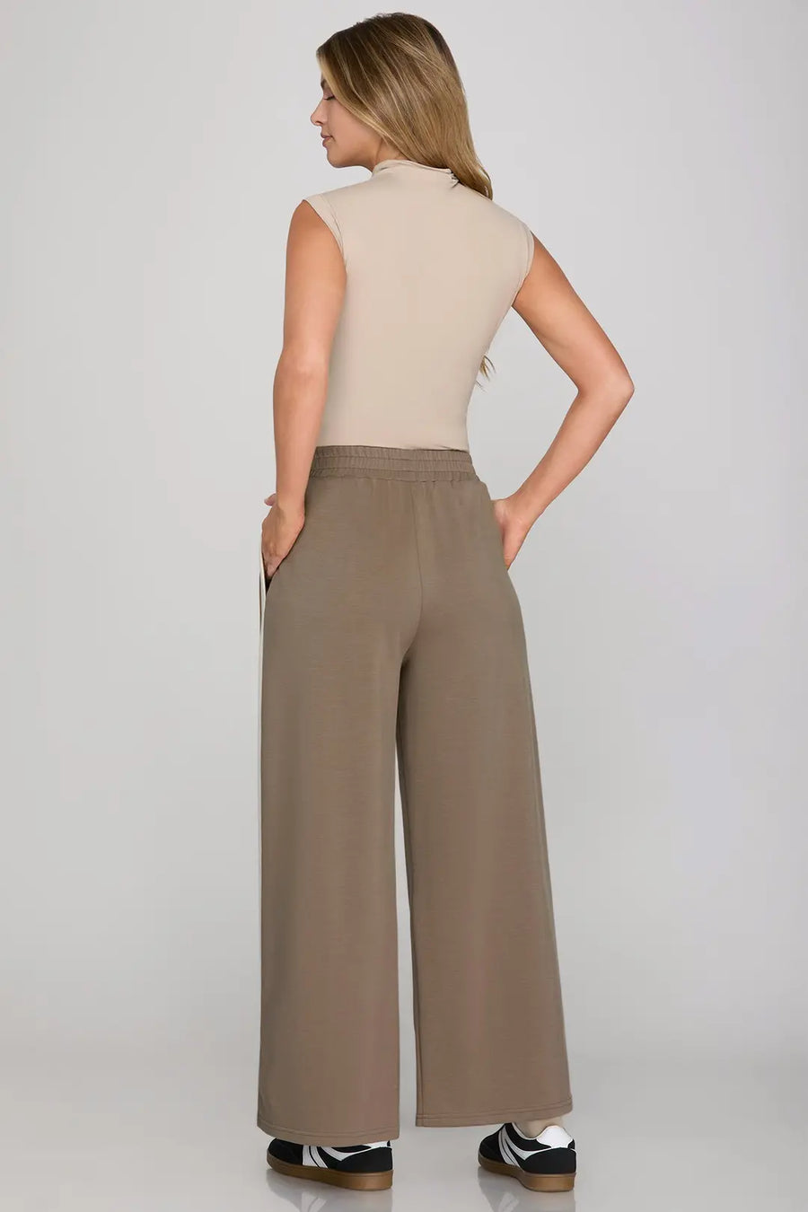 Mocha Side Stripe Pants