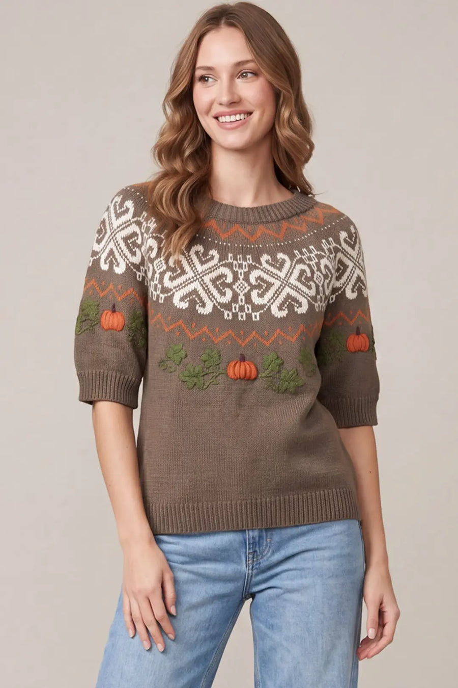 Pumpkin Fair Isle Sweater