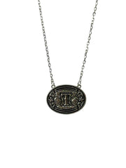 Sterling Silver Belt Buckle Initial Necklace