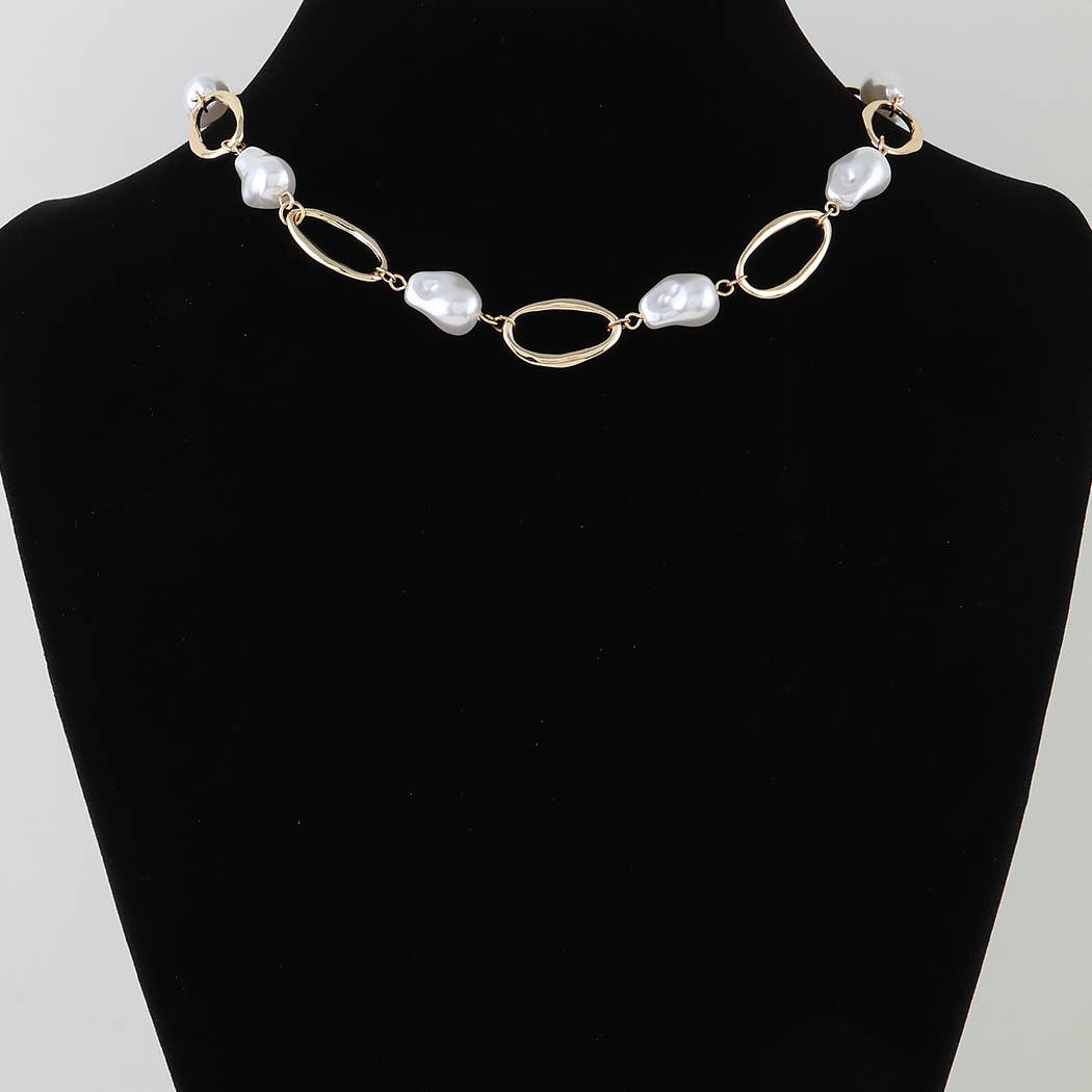 Modern Stone Hoop Chain Necklace