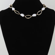 Modern Stone Hoop Chain Necklace