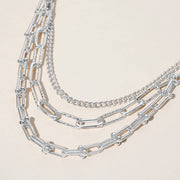 Textured Metal Paperclip Chain Layered Necklace