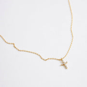 Gold Dipped CZ Dainty Cross Pendant Necklace