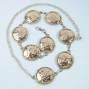 Hammered Round Disc Concho Chain Belt