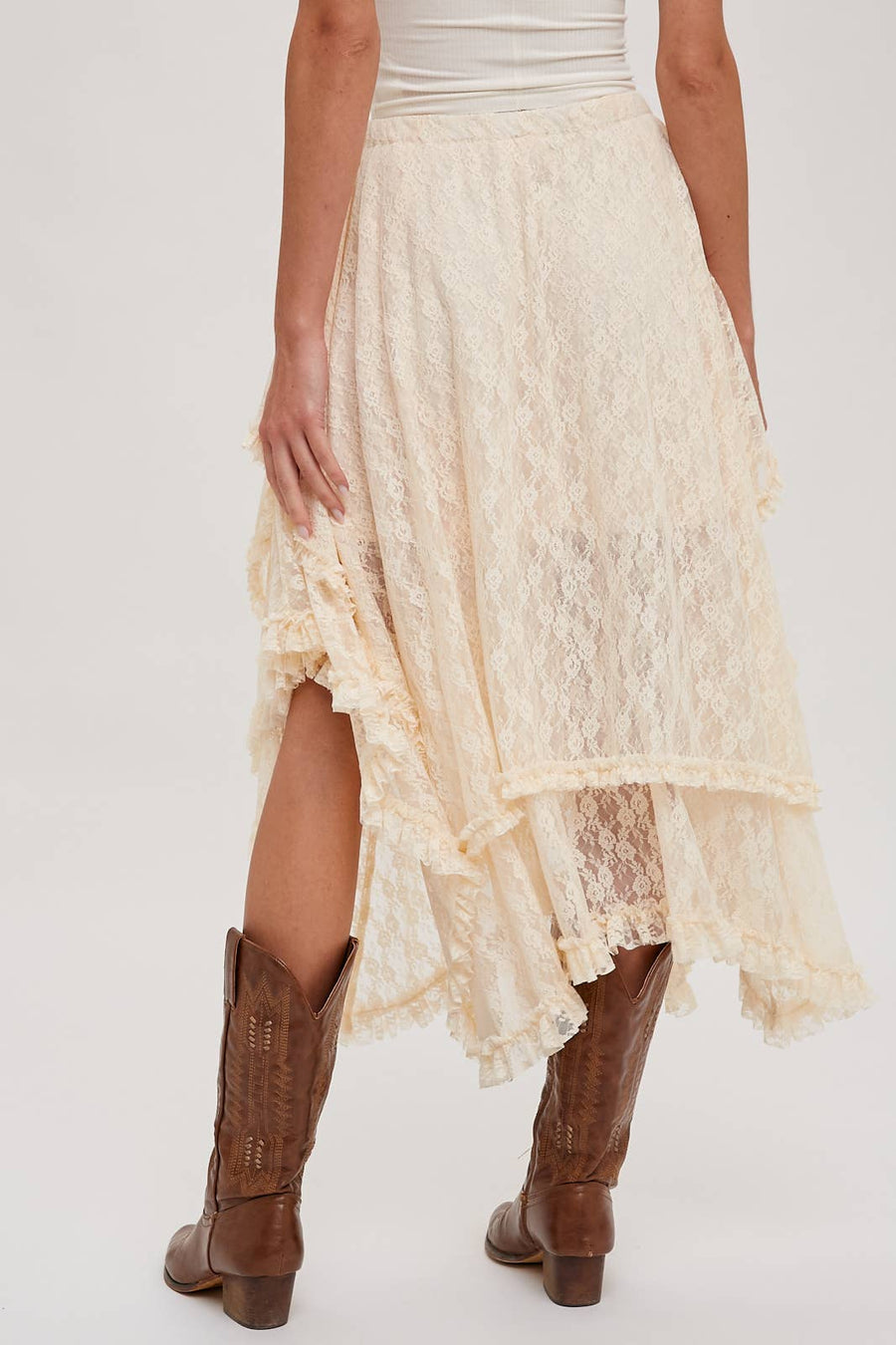 Lace Tier Midi Skirt