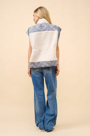 Quilted Paisley Faux Shearling Vest