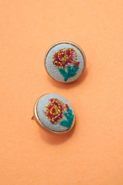 EMBROIDERY FLORAL STUD EARRINGS