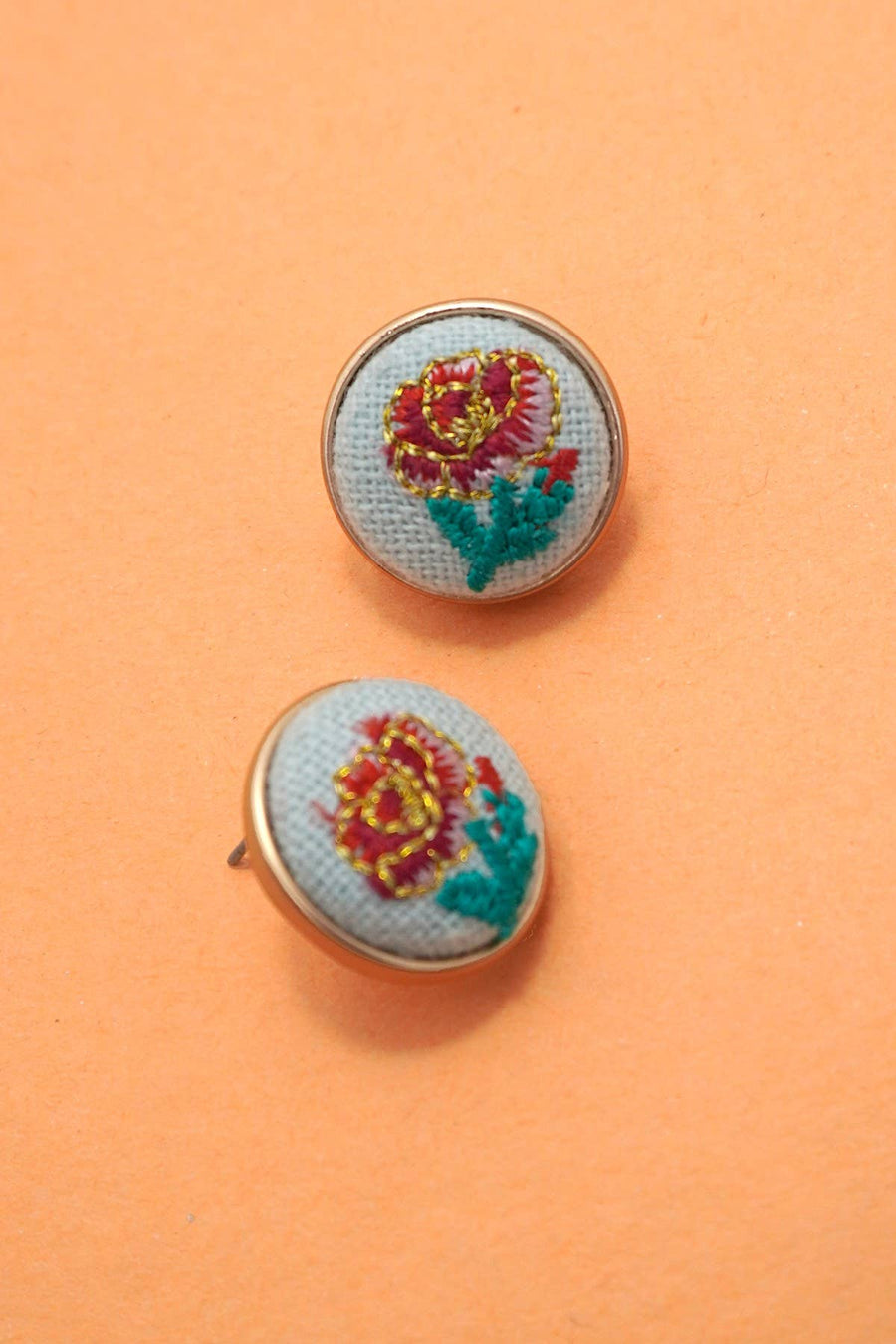 EMBROIDERY FLORAL STUD EARRINGS