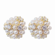 Delicate Rhinestone Pearl Stud Earrings