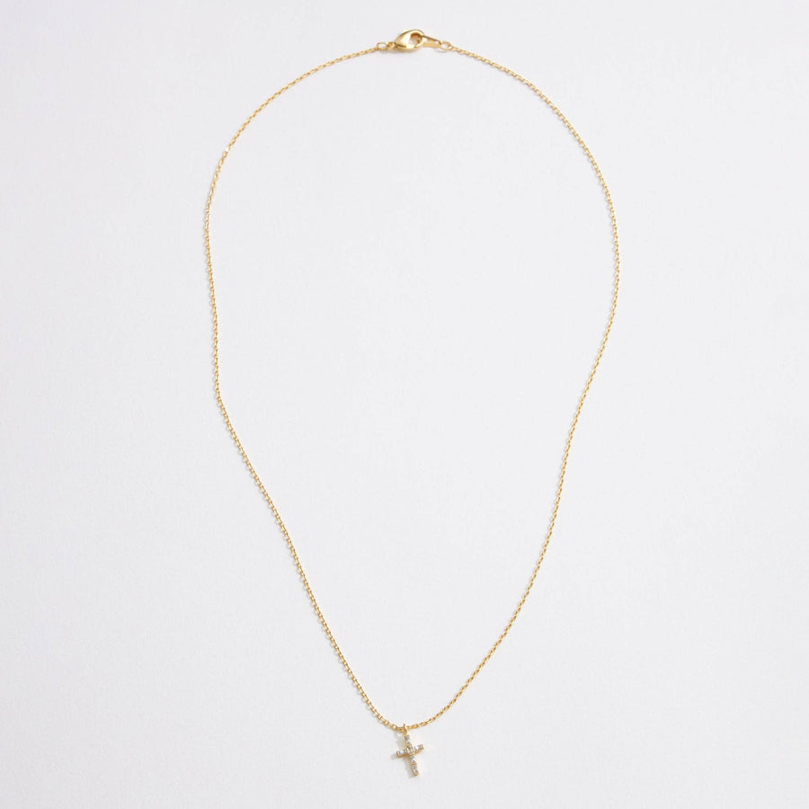 Gold Dipped CZ Dainty Cross Pendant Necklace