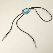 Western Oval Turquoise Concho Bolo Tie Necklace