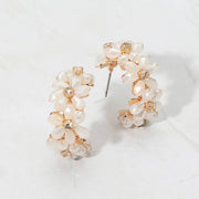 Flower Beaded Hoop Earrings