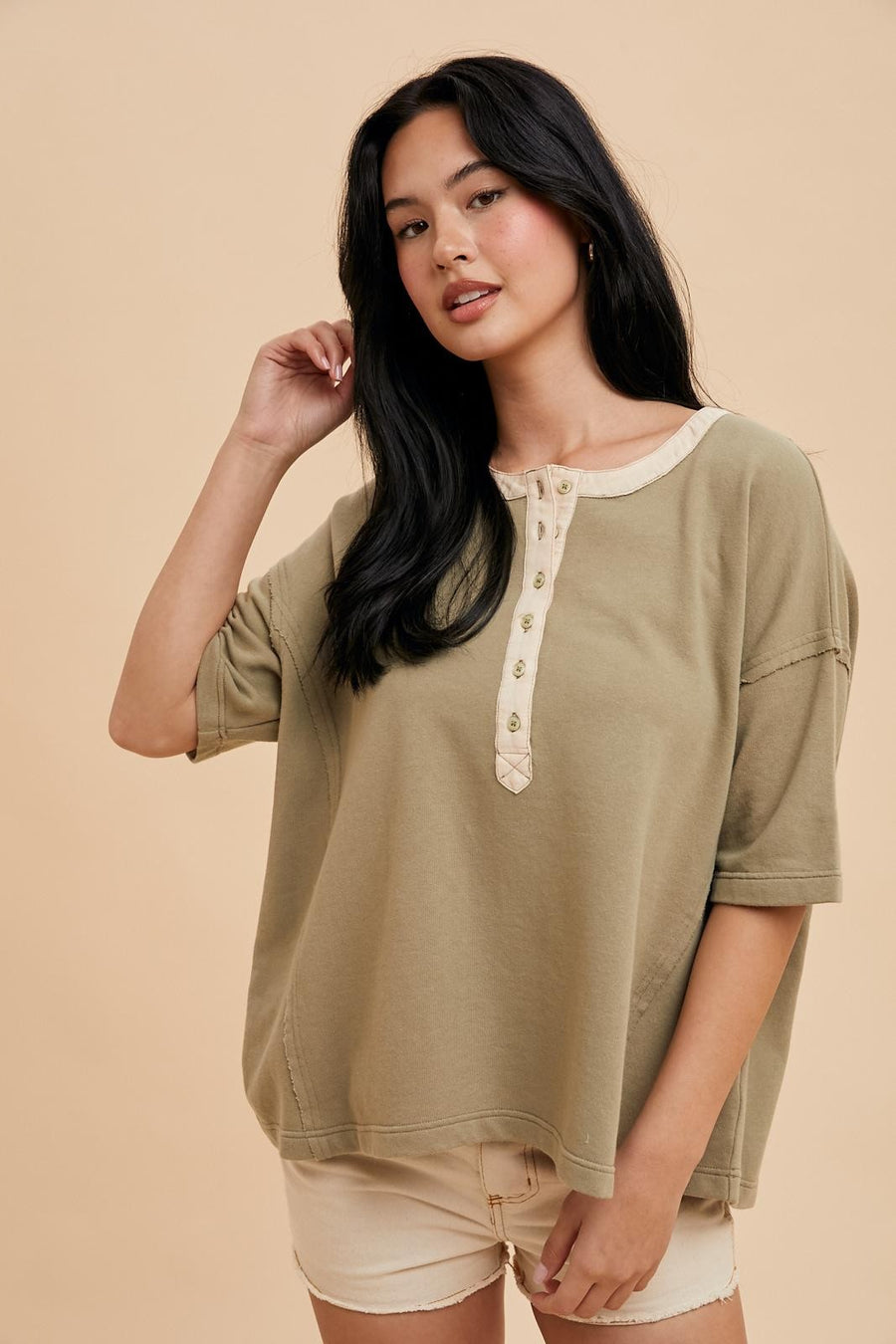 Henley Top- Olive