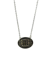 Sterling Silver Belt Buckle Initial Necklace