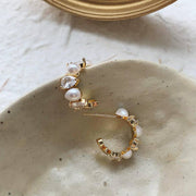 Sweet Delicate Rhinestone Pearl Stud Earrings