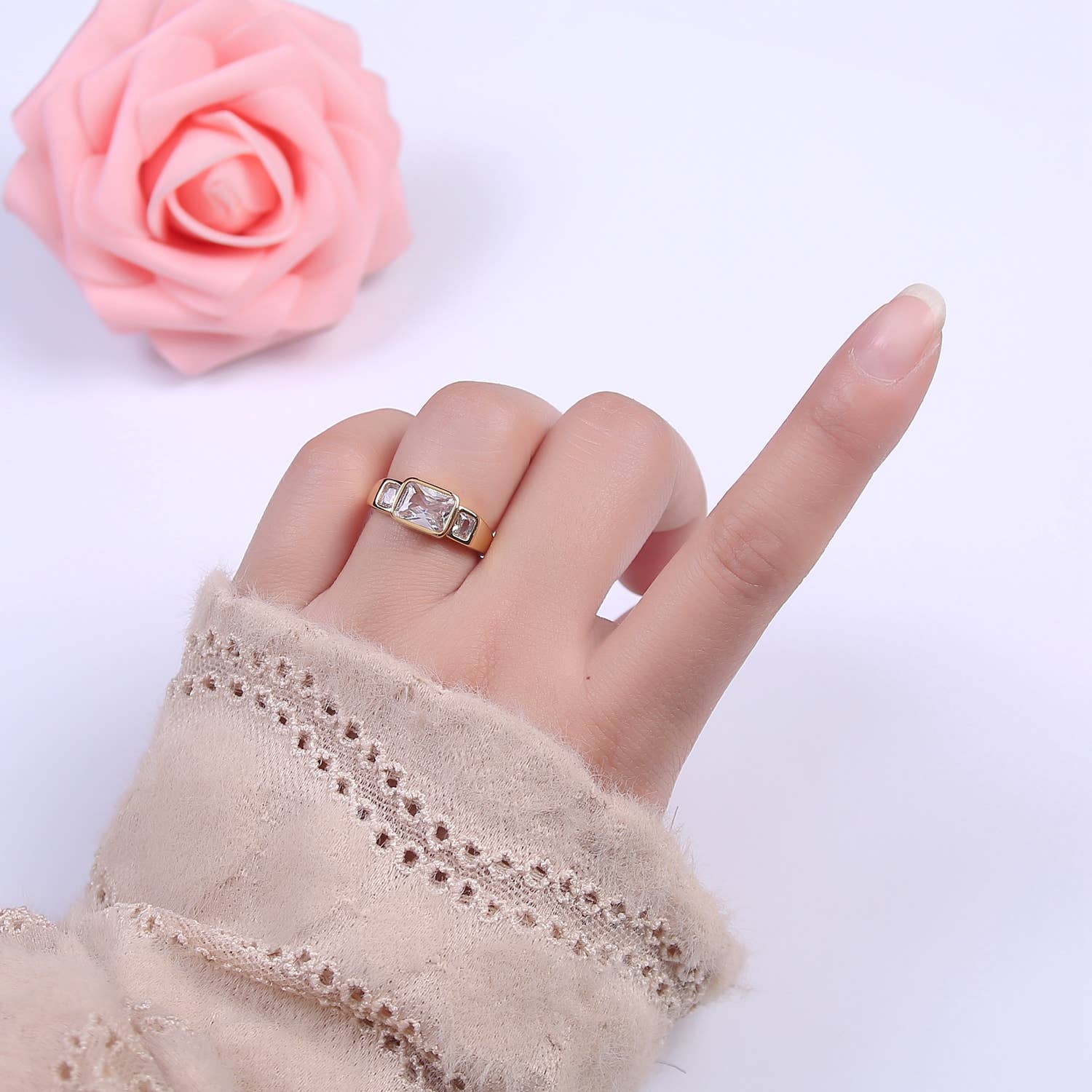 Big Square CZ  Stackable Ring